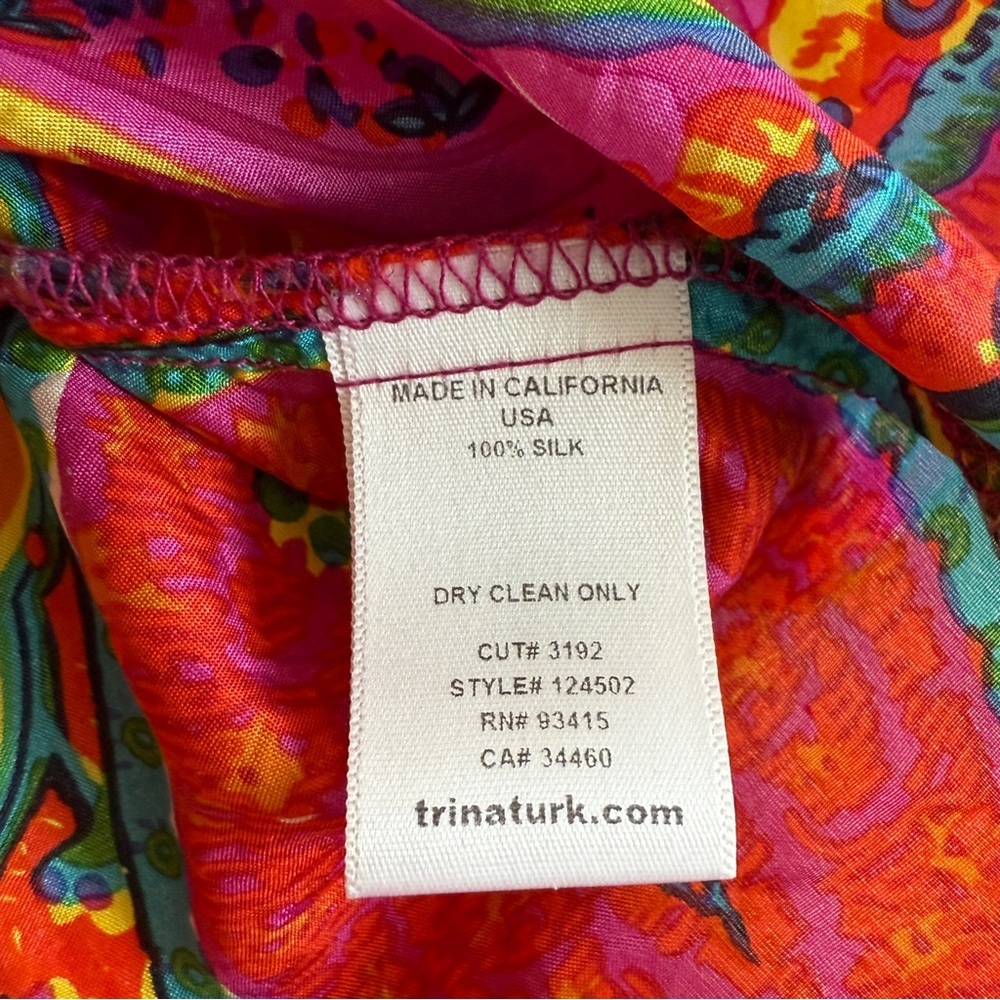Trina Turk silk printed paisley blouse S - Picture 11 of 11